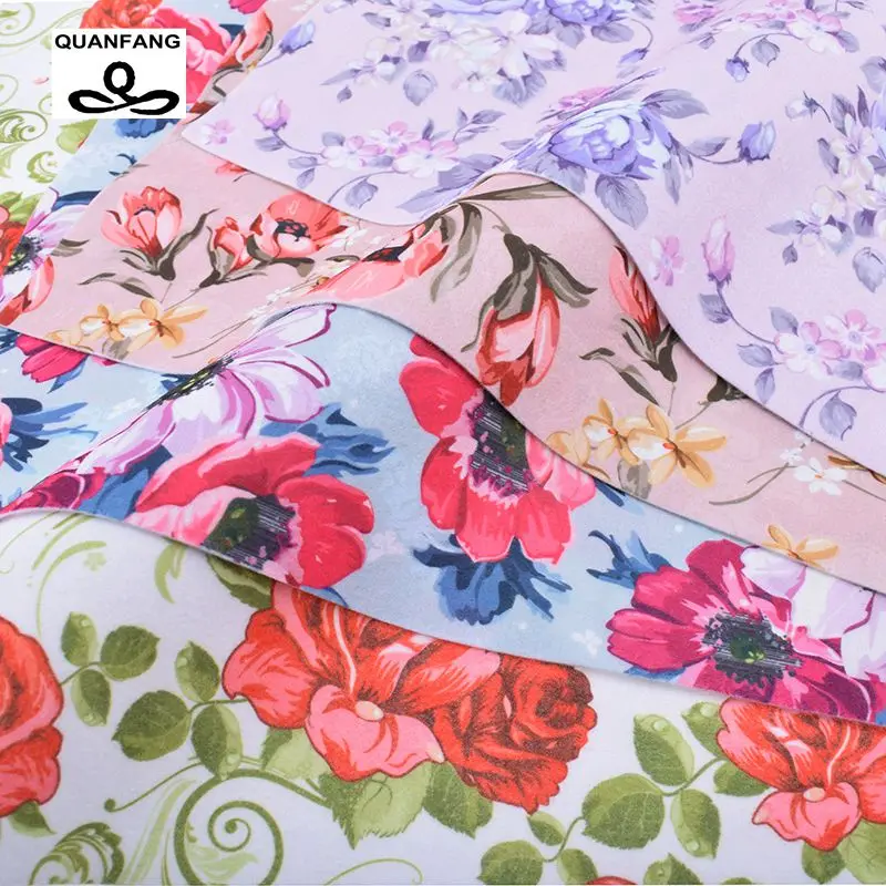 QUANFAN Floral Soft Felt Fabric,Printed Polyester NonWoven Felt Cloth,For Home Decoration Or Sewing Dolls&Crafts,40cmx45cm/piece