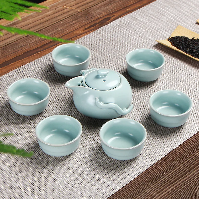 6pcs travel Tea Set china Ceramic Kungfu Teapot Porcelain Tea Cups Ceremony for black/puer/green/white/Jasmine cha,good gifts