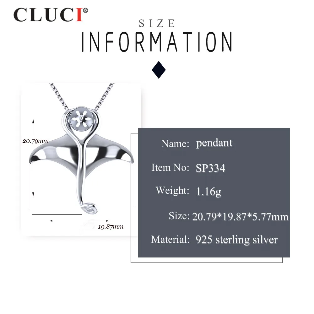 CLUCI  Women Silver Fish Tail Can fix Pearl Pendant Shing 925 Sterling Silver DIY Pendant Jewelry ,SP334SB