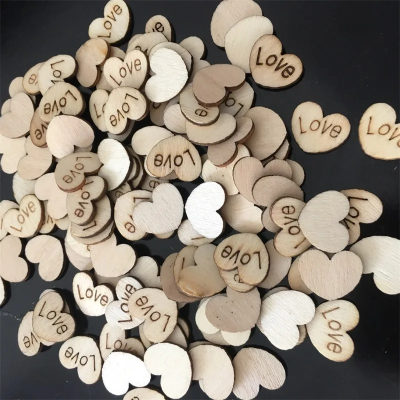 Newest 1000pcs/lot wooden heart confetti for Craft Wedding Party favor baby shower Decor DIY table crakers scatter sprinkles