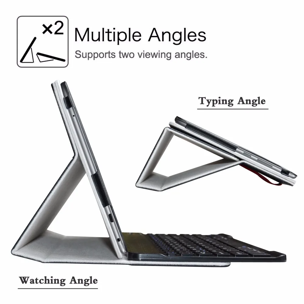 For 10.0" Huawei MediaPad M5 Lite 10-In Android Tablet Removable Bluetooth Keyboard Case,Portable Folding Stand Pu Leather Cover