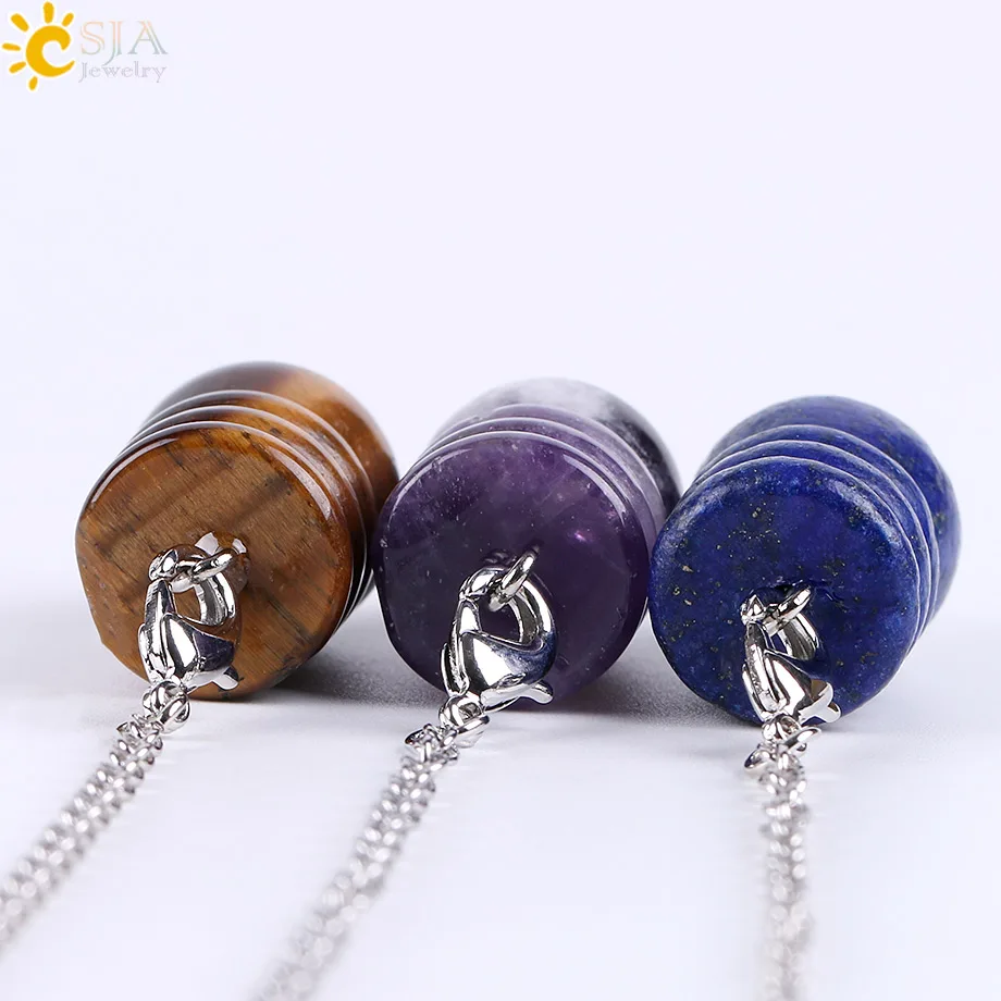 CSJA Natural Fortune-telling Pendulum for Dowsing Lapis Lazuli Pendant Pendulum Chakra Healing Crystal Pendule Radiesthesia E642