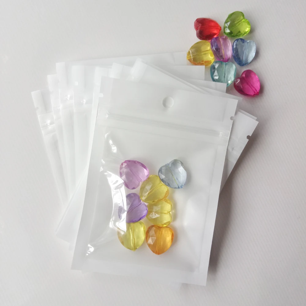 100pcs Translucent Gift Jewelry Pouches Bags Zip Lock Plastic Bags With Zipper Jewelry Bag Packaging Display Storage For Jewelry