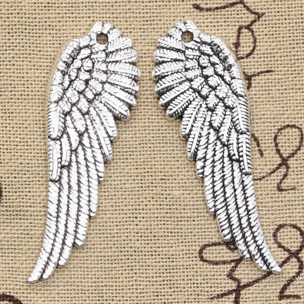 10pcs Charms Angel Wings 50x17mm Antique Bronze Silver Color Pendants DIYCrafts Making Findings Handmade Tibetan Jewelry