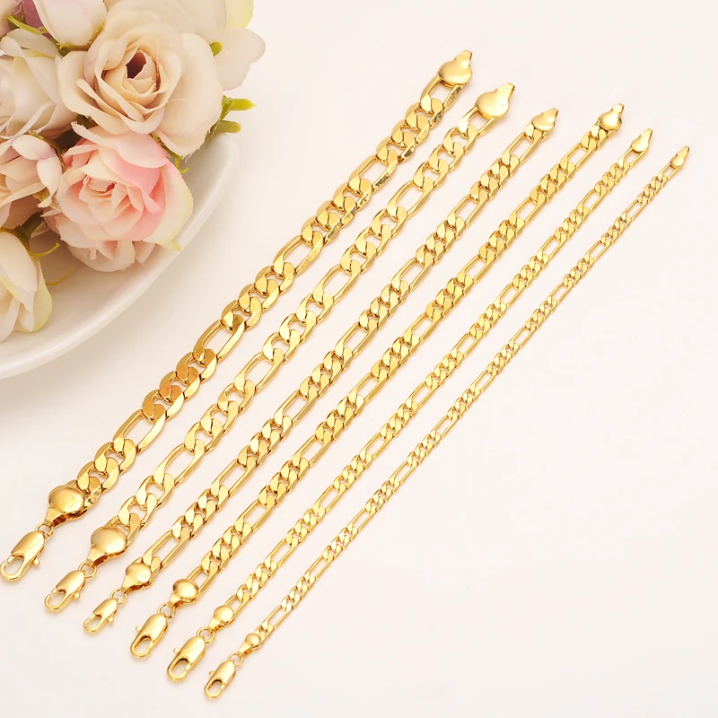 Bangrui 3mm 4mm 5mm 6mm 7mm 9mm 10mm Width Fashion Classic Yellow Color Chain Necklace braceletFashion Jewelry