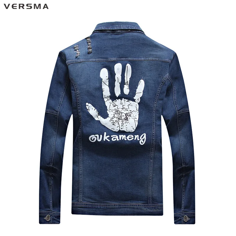 

VERSMA New Boys Denim Jacket Harujuku Men Denim Shirts for Boys Girls Ripped Denim Jacket Patches Vintage Male Shirt Plus Size