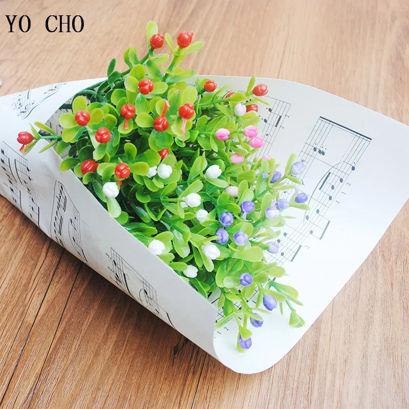 Artificial Plastic  Ornamental Flower Bouquet 5 Forks Milan orchid Plant  Wedding  Home  Garden  Outdoor Decoration  Fake Flower