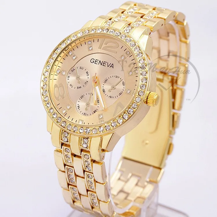 Women Watches Ladies Watches Top Brand Luxury Geneva Watches Women Stainless Steel Quartz Bracelet Watch Crystal Bayan Kol Saat