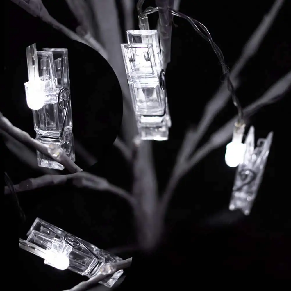40LED การ์ดสายคลิปภาพที่มีสีสันคริสตัลงานเลี้ยงงานแต่งงาน Fairy โคมไฟตกแต่ง Foto หลอดไฟ Led 40M