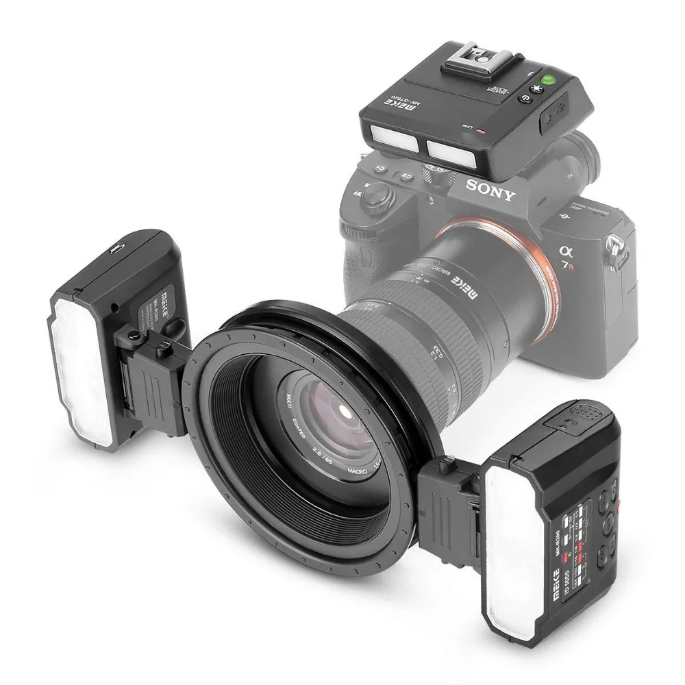 MEKE MK-MT24 Macro Twin Lite Flashlite  for Sony Alpha A7R A7S3 A7II A7RII A9 A7R4  A6300 A6500 Mirrorless Cameras