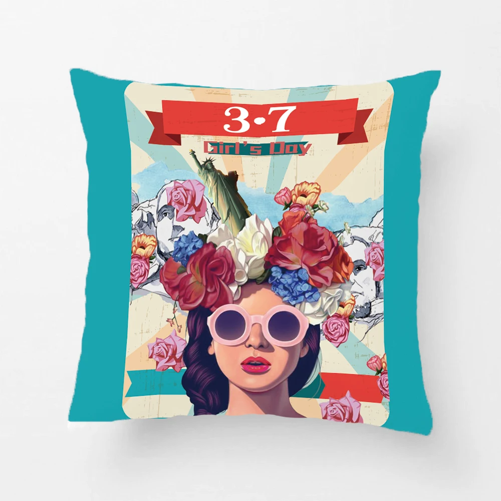 

3.7 Girl's Day Fashion Girl Printing Throw Pillow Case Decorative Cushion Cover For Sofa Car Seat Living Room Pillowcases