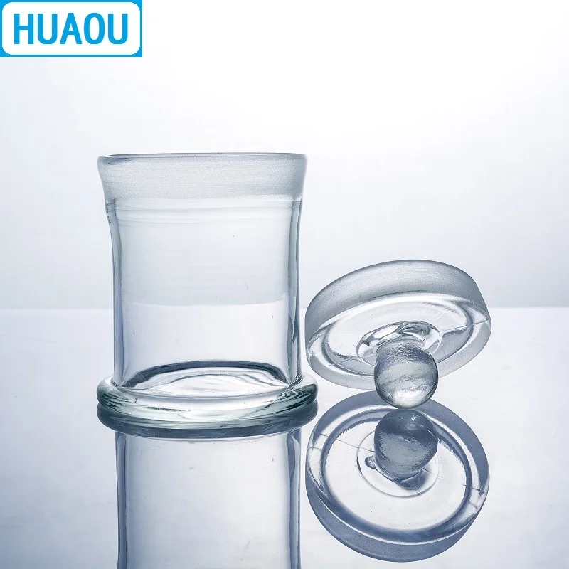 HUAOU 90*90mm Specimen Jar with Knob and Ground-In Glass Stopper Medical Formalin Formaldehyde Display Bottle