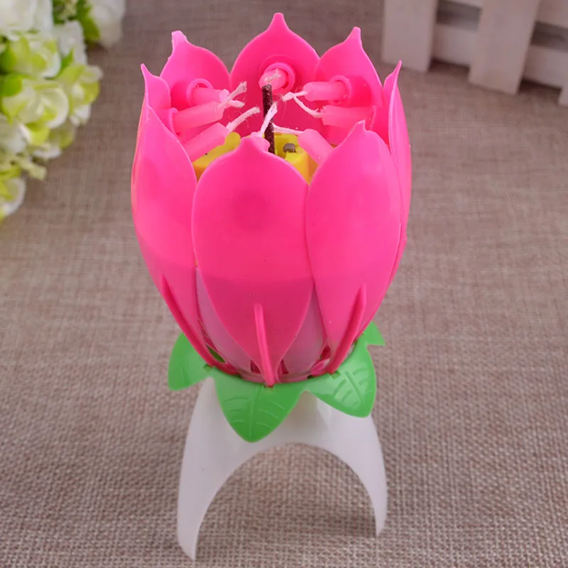 Joy Singing Music Birthday Candle Monolayer Lotus Candle Flowering Music Candle LBShipping