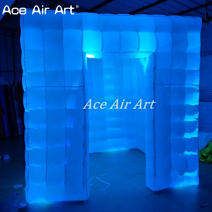 2.4m Cubic Shape Photo Selfie Tent Inflatable Photo Booth Props Led Lighting Tent for Party and Events