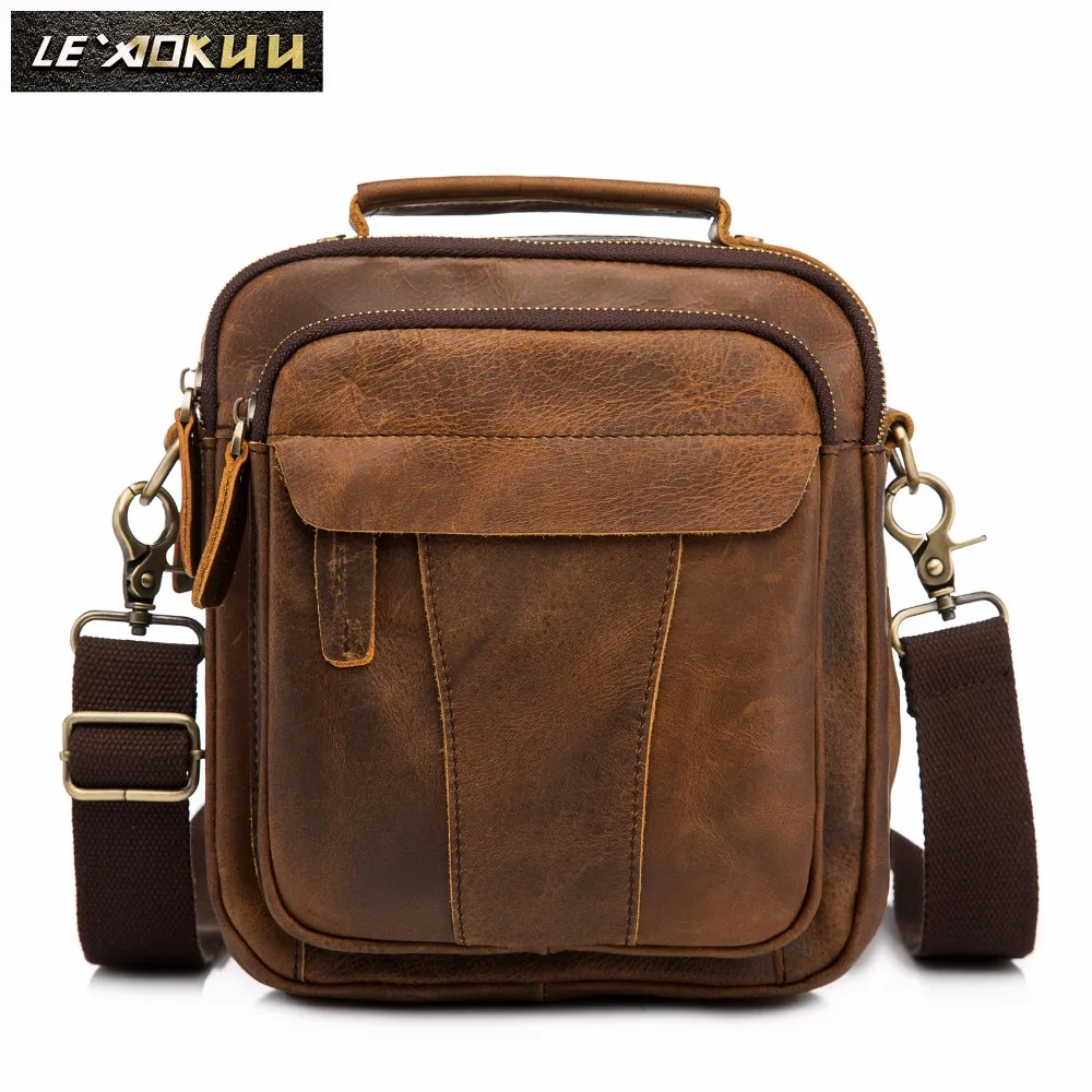 Quality Leather Male Casual Design Shoulder Messenger bag Cowhide Fashion Cross-body Bag 8