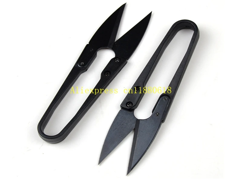 100pcs/lot Fast shipping High quality carbon steel yarn black handle thread cross stitch U scissors Tailor Sewing Cutter