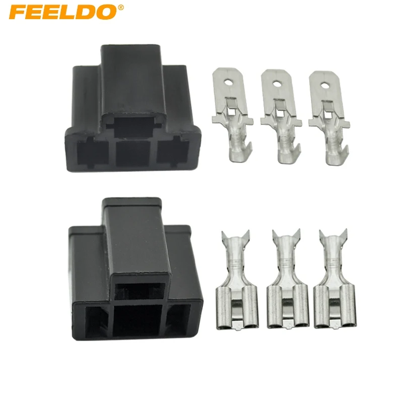 

FEELDO 10sets Car Motorcycle H4/HB2/9003 Waterproof DIY Male/Female Quick Adapter Connector Terminals Plug Kit #CA3917