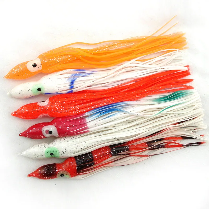 2Pcs/Bag 20cm fishing squid lures Mixed Color artifical soft squid skirts  Plastic Lure Saltwater Octopus Bait For Fishing