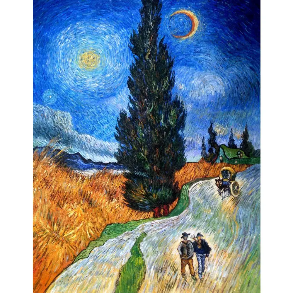 

Famous Van Gogh Oil Painting Reproduction Cypress Against Starry Sky Handmade Canvas Art Modern Landscape Artwork Wall Decor