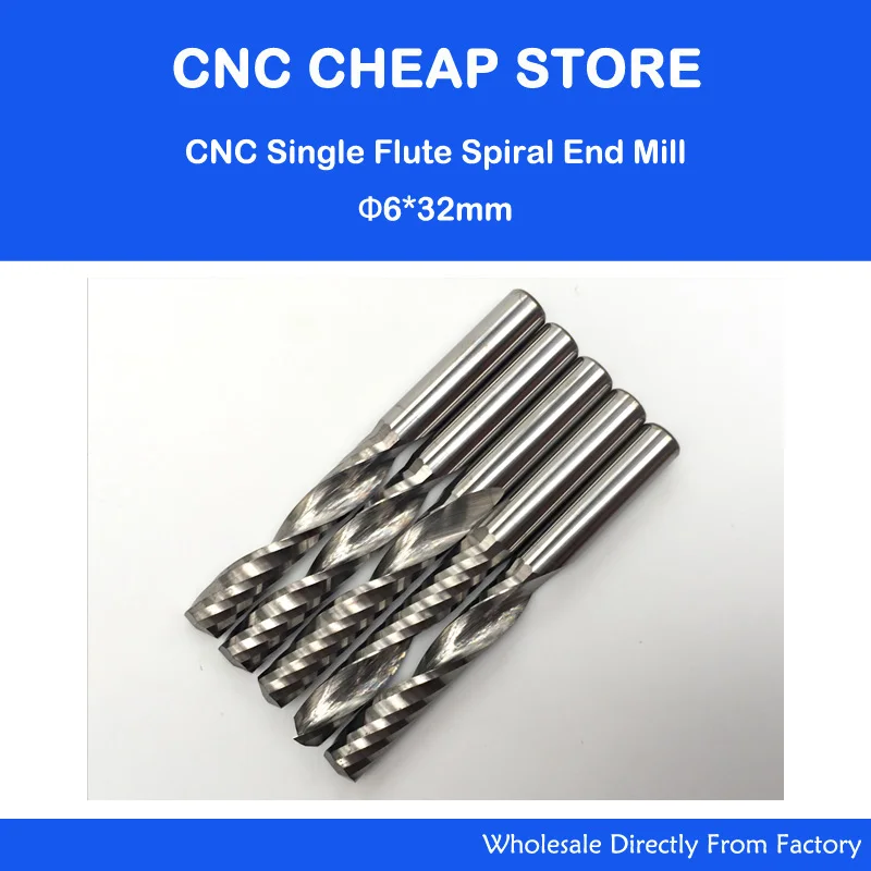 Free shipping 5 pcs Carbide Endmill Single Flute Spiral CNC Router Bits 6mm CEL 12mm 17mm 22mm 32mm 42mm 52mm 62mm