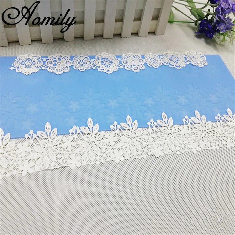 Aomily 40x12.7cm Lace Flower Wedding Cake Silicone Beautiful Flower Lace Fondant Mold Mousse Sugar Craft Icing Mat Pastry Tool