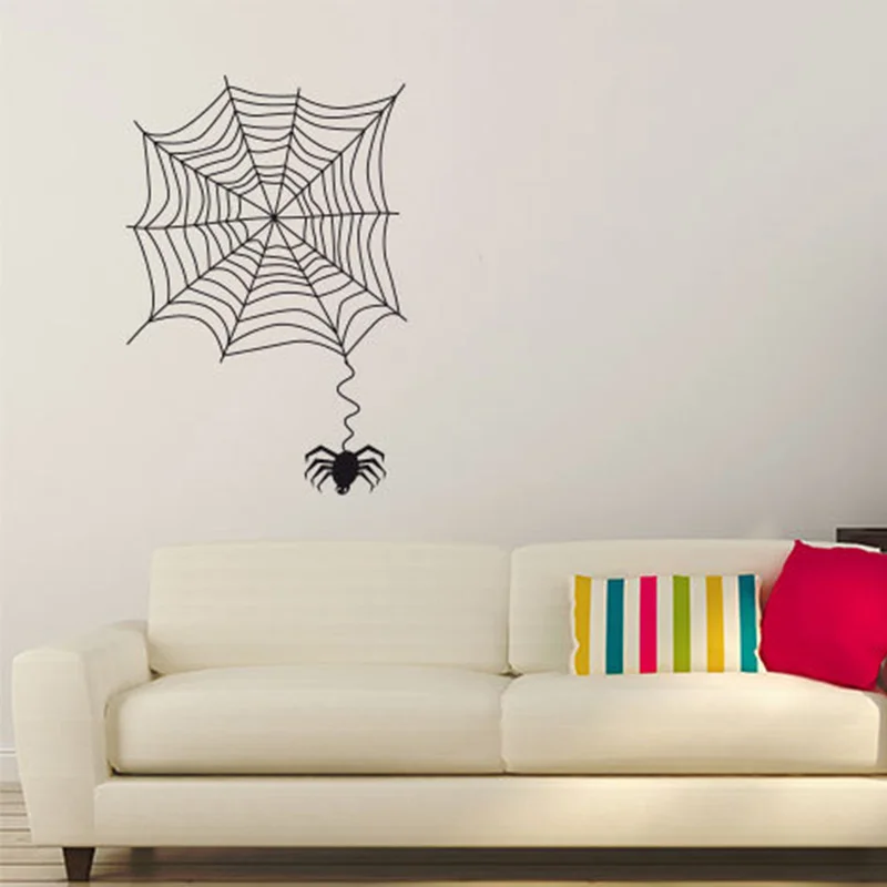 Animal Wall Decals A Cobweb With A Spider Removable Wall Art Halloween Decorative Stickers