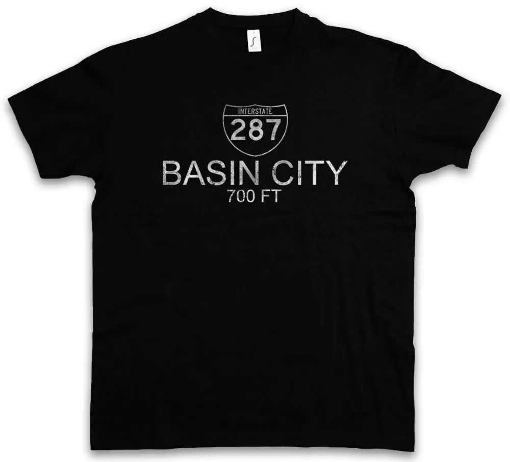 Basin City T-Shirt Road Sign Symbol Logo Interstate Ortsschild Street casual Men Outwears Popular Design Hip Hop Anime Tee shirt