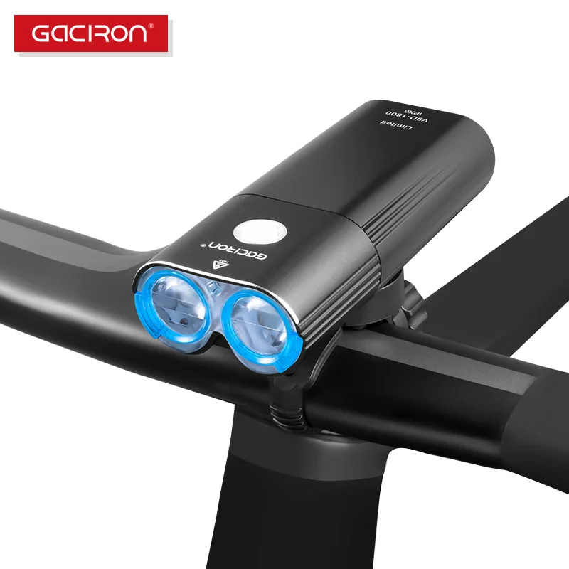 GACIRON Professional 1800 lumens Bicycle light Power Bank IPX6 Waterproof USB Rechargeable 6700mAh Bike Headlight Flashlight