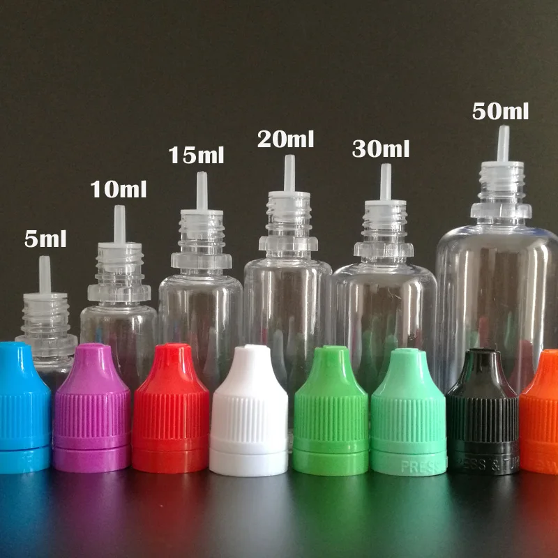 

1000pcs 5ml 10ml 30ml E Liquid Vials With Long Fine Tips PET Plastic Dropper Bottle With Tamper Evident Caps