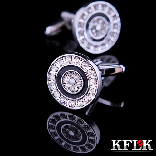 

KFLK Luxury Brand Silver cuff buttons gemelos Crystal cuff link High Quality abotoaduras shirt cufflinks for mens Jewelry