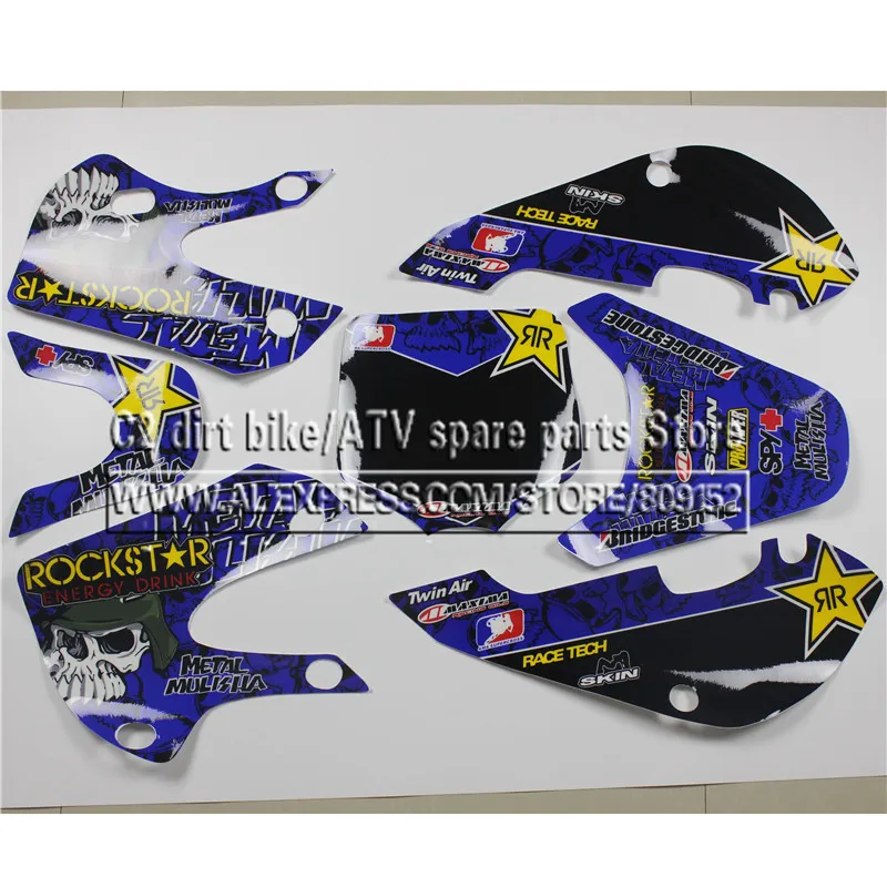 3M Stickers Decals Red Sticker Blue Green For Klx110 Kx65 02-08 Drz110 Graphics Kit Chinese Dirt Pit Bike Motorcycle Motocross