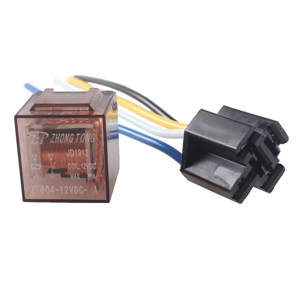 EE support 12V 12 Volt DC 80A AMP Transparent Relay & Socket SPDT 4Pin 4 Wire Car Styling