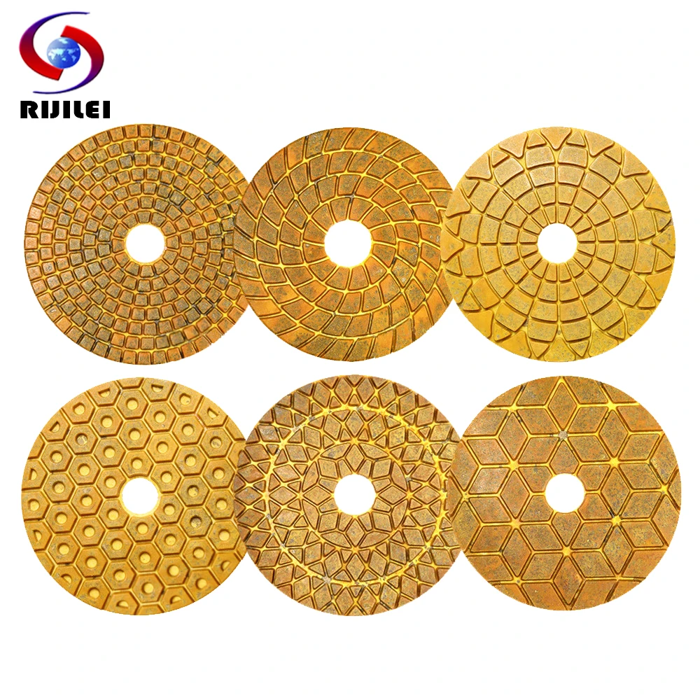 Almofadas de Polimento Super Diamond Cobre Metal Bond Almofada Molhada para Pedra de Granito de Mármore Moagem Rápida Peças Conjunto Pol 100 mm