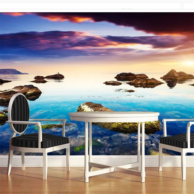 beibehang Custom large fresco wallpaper 3D colorful sea view pumice mural background wall living room wallpaper Papel de parede