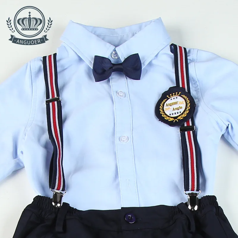 Crianças do jardim de Infância Estudantes Uniforme Da Escola Uniforme Desgaste de Manga Longa Meninos e Meninas das Crianças Britânicas Camisas Azuis D-0594