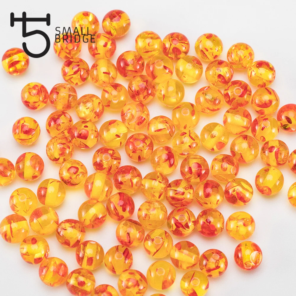 8mm Gold Color Plastic Acrylic Beads For Jewelry Making DIY Bracelet Material Round Resin Spacer Beads Wholesale Q201