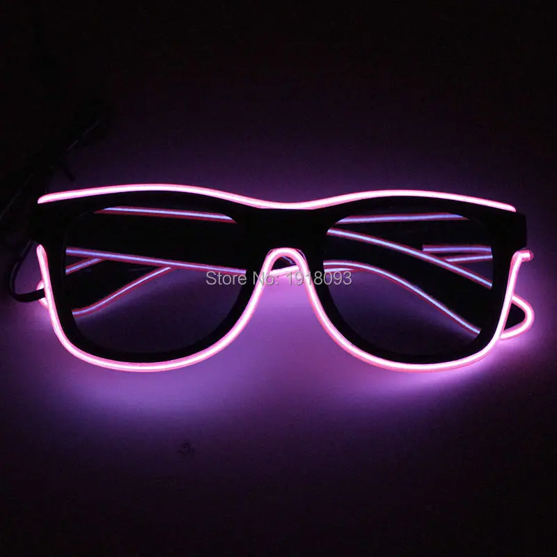 Lunettes à fil EL avec lentille foncée, 5 pièces, mode Cool, éclairage de vacances, décoration, 10 couleurs, Design de fête lumineux