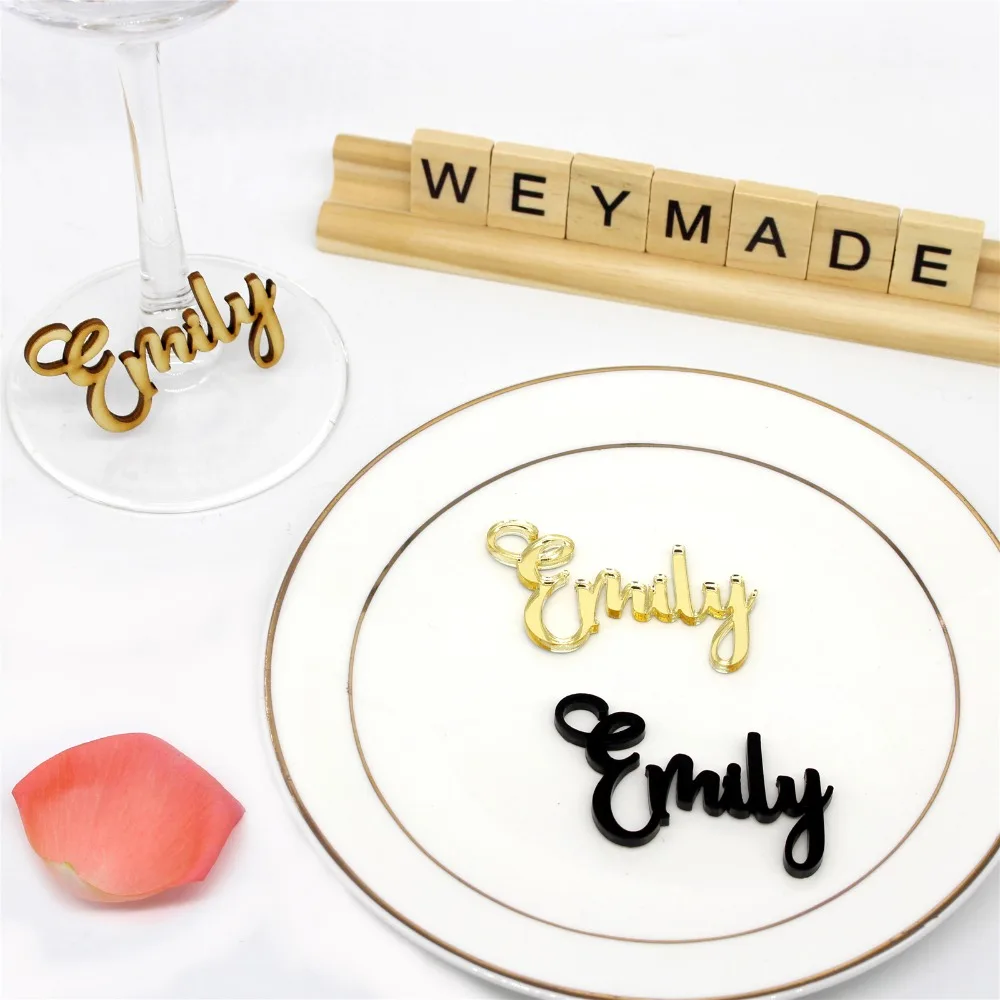 Laser Cut Wood Different Names Place Cards Customized Guest Name For Your Retro Country Wedding / Engagement / Bride Baptism