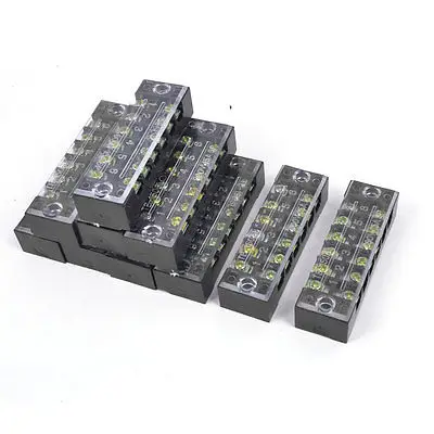 10 Pcs TB-1506 600V 15A 2 Row 6 Positions Screw Terminal Barrier Block