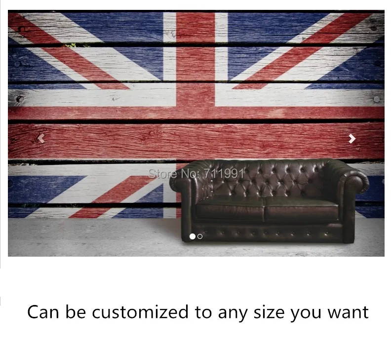 

Free shipping custom Wood Effect Union Flag Mural Wallpaper