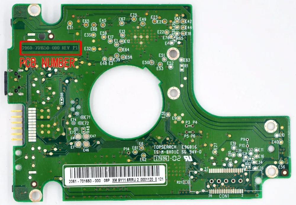 WD3200BMVV Western Digital hard disk circuit board number : 2060-701650-000 REV P1 , 2060 701650 000 STICK: 2061-701650-000