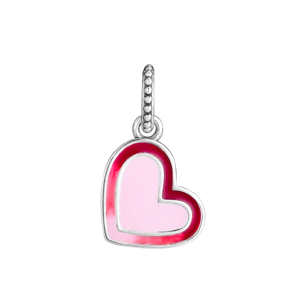 

Asymmetric Heart of Love Hanging Charm Fits Sterling Silver Woman Bracelets Beads For Jewelry Making DIY