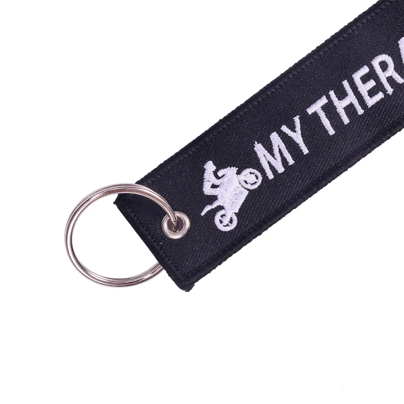 My Therapist Key Chains for Motor Bikers Gifts Black Embroidery Key Ring Chain for Cars and Motorcycle Keychain  Jewelry llavero