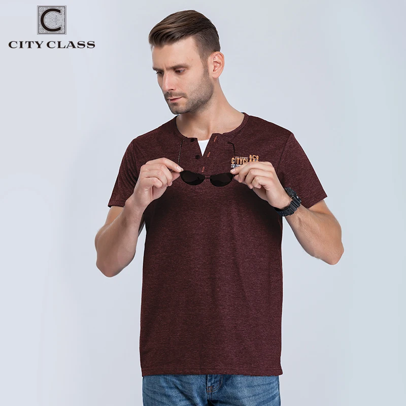 

CITY CLASS Summer Men Tops Brand T shirt Casual Streetwear Sport T Shirt Burgundy Mens T-shirt Loose Style Short Sleeve 6160B
