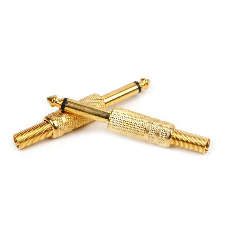 10 Pcs Gold Plated 6.35mm Male 1/4 Mono Jack Plug Audio Connector Soldering L15