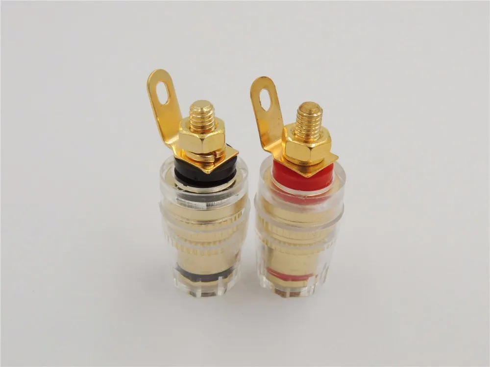 4Pcs Brass Crystal 4mm Thread Medium Amplifier Speaker Spade Terminal Binding Post Banana Plug Socket Connector 32MM