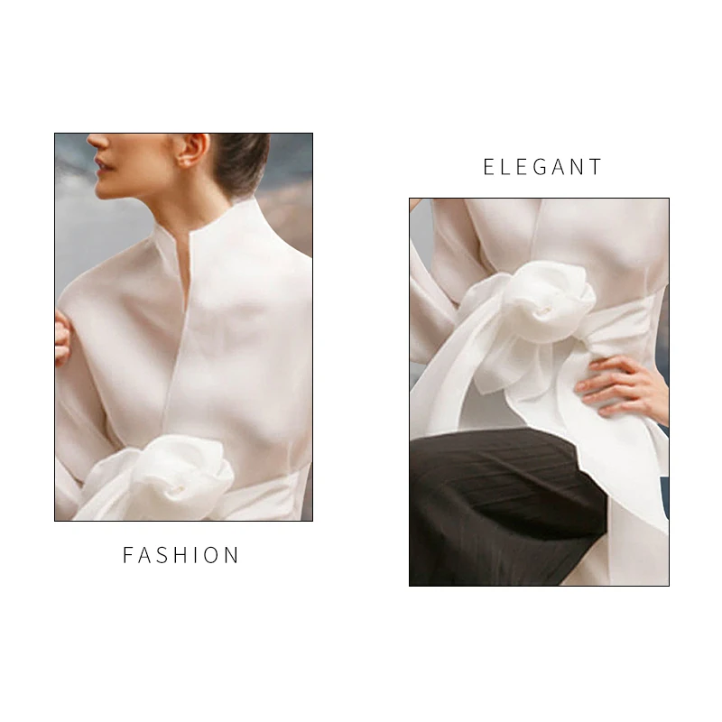 Women Silk Shirts Ogen Long Sleeve Shirts 2019 High-end Custom Bowknot Shirts for Women White and Beige Blouse