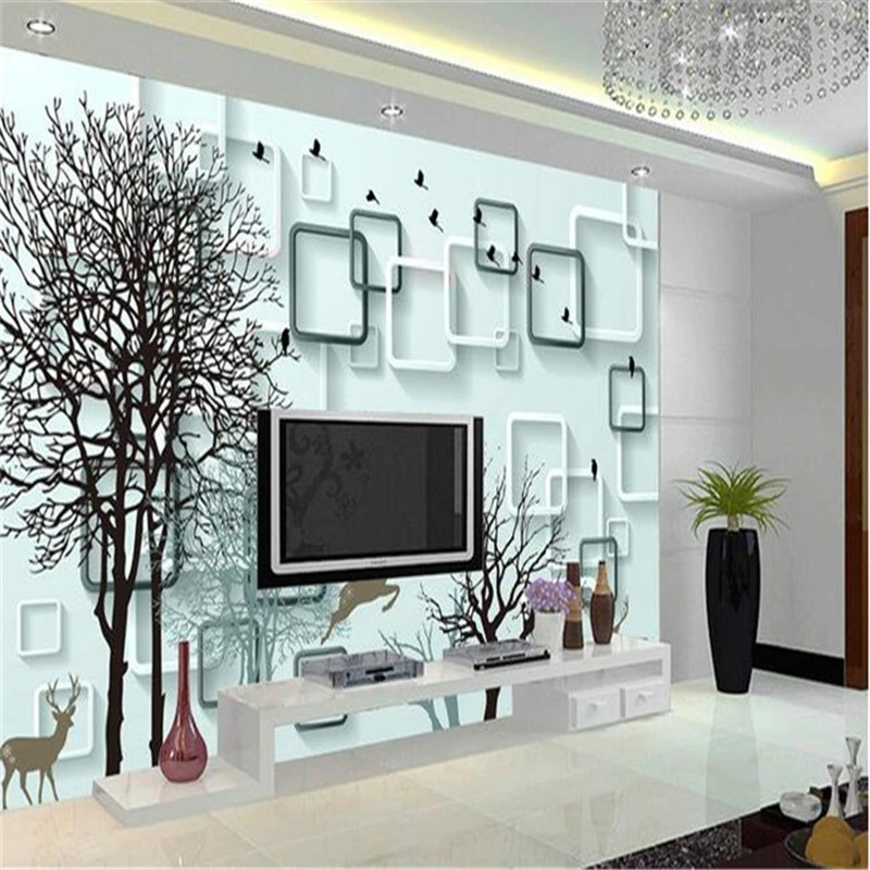 

beibehang mural living room TV background wall wallpaper silk cloth bedroom bedroom study background wall 3d abstract tree