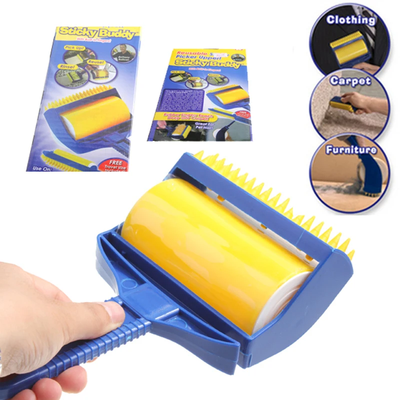 Washable Sticky Hair Sticky Built-in Rubber Brush Wool Dust Catcher Carpet Sheets Sucking Dust Drum Lint Rollers Cleaning Tool