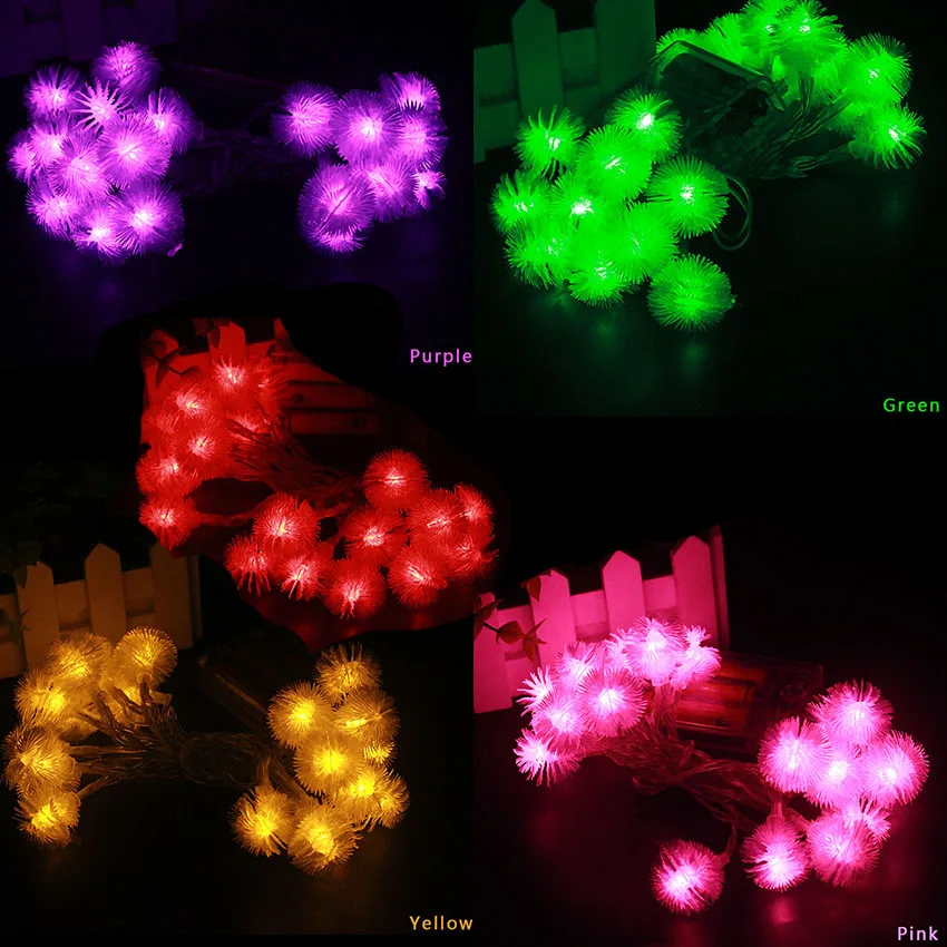 20 led dandelion luzes da corda de fadas interior ao ar livre guirlanda em baterias alimentado festa de natal decoração 2m 3m 4m 5m 10m 20m